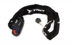 Замок противоугонный TRIX, цепь, с ключами, 6×1200мм, в тканевой оплетке, черный(10/20)